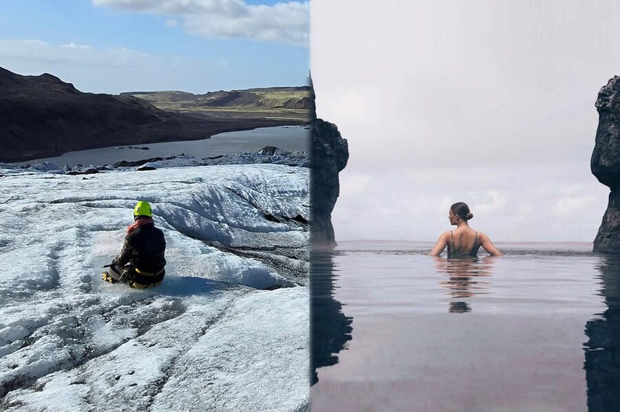 Glacier Hike, South Coast Iceland, Black Beach & Sky Lagoon - A rare combo: glacier boots and a warm-soak finish