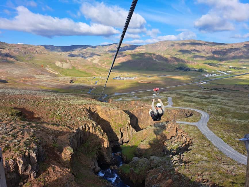 Hveragerdi: Mega Zipline Experience - The zip ride itself: twin lines, harnessed seating, and that smoother-than-you-think glide